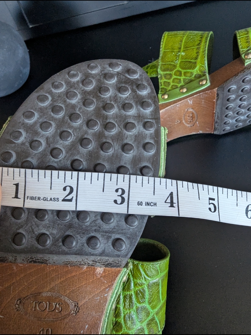 Tod's Croc-Embossed Green Slingback Sandals - Picture 12 of 12